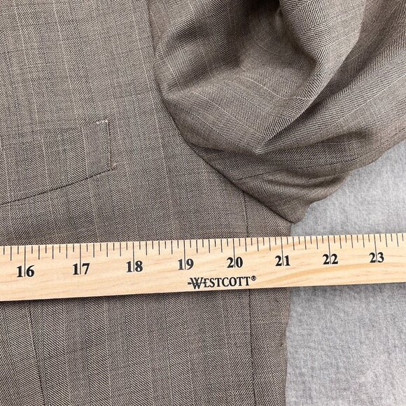 Linea Uomo Suit Men 40R 34Wx28L Brown Blue Stripe Super 100s Wool Classic Career - Picture 4 of 16